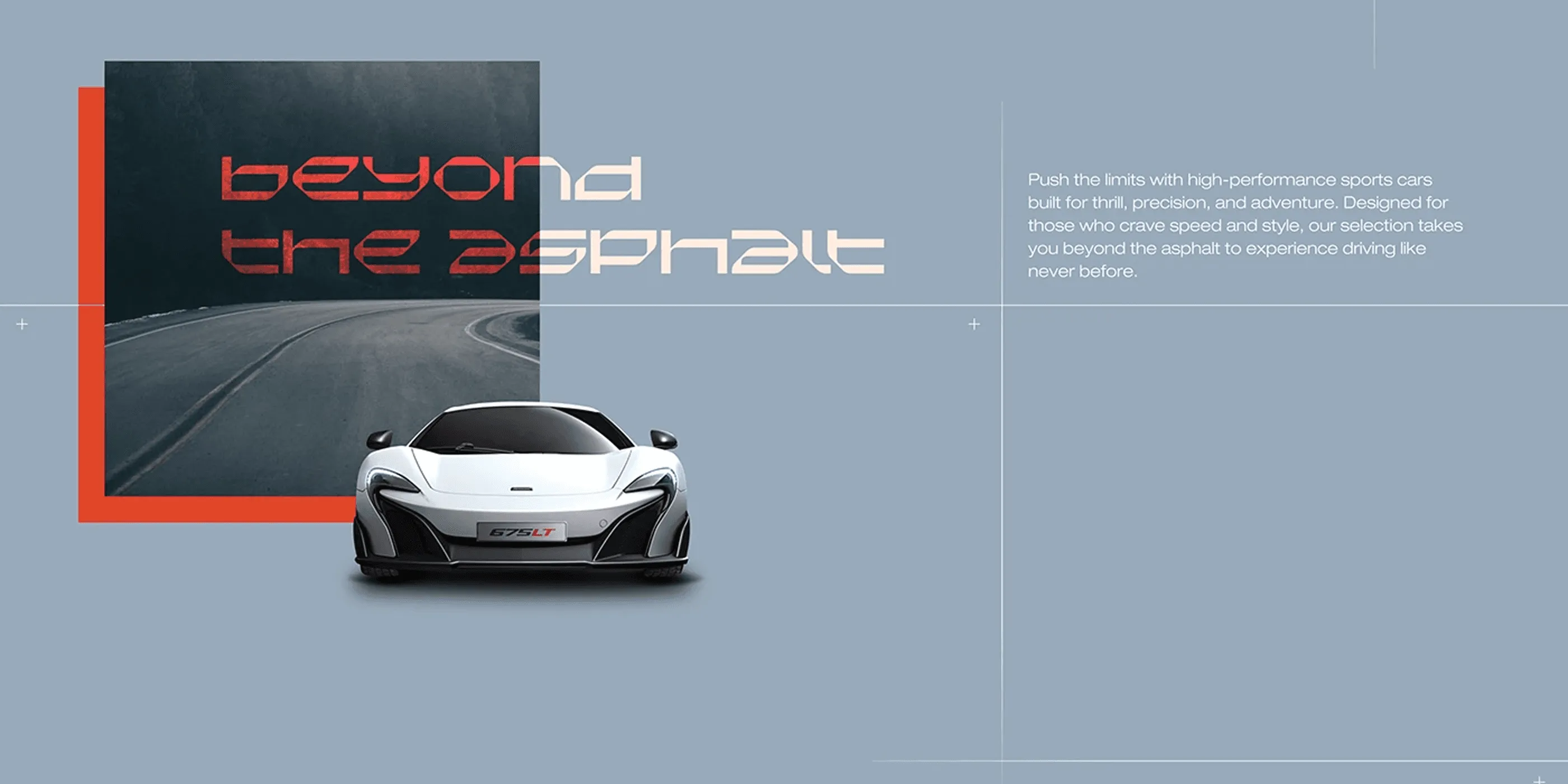 Beyond the Asphalt statement section with an offset image and a red frame