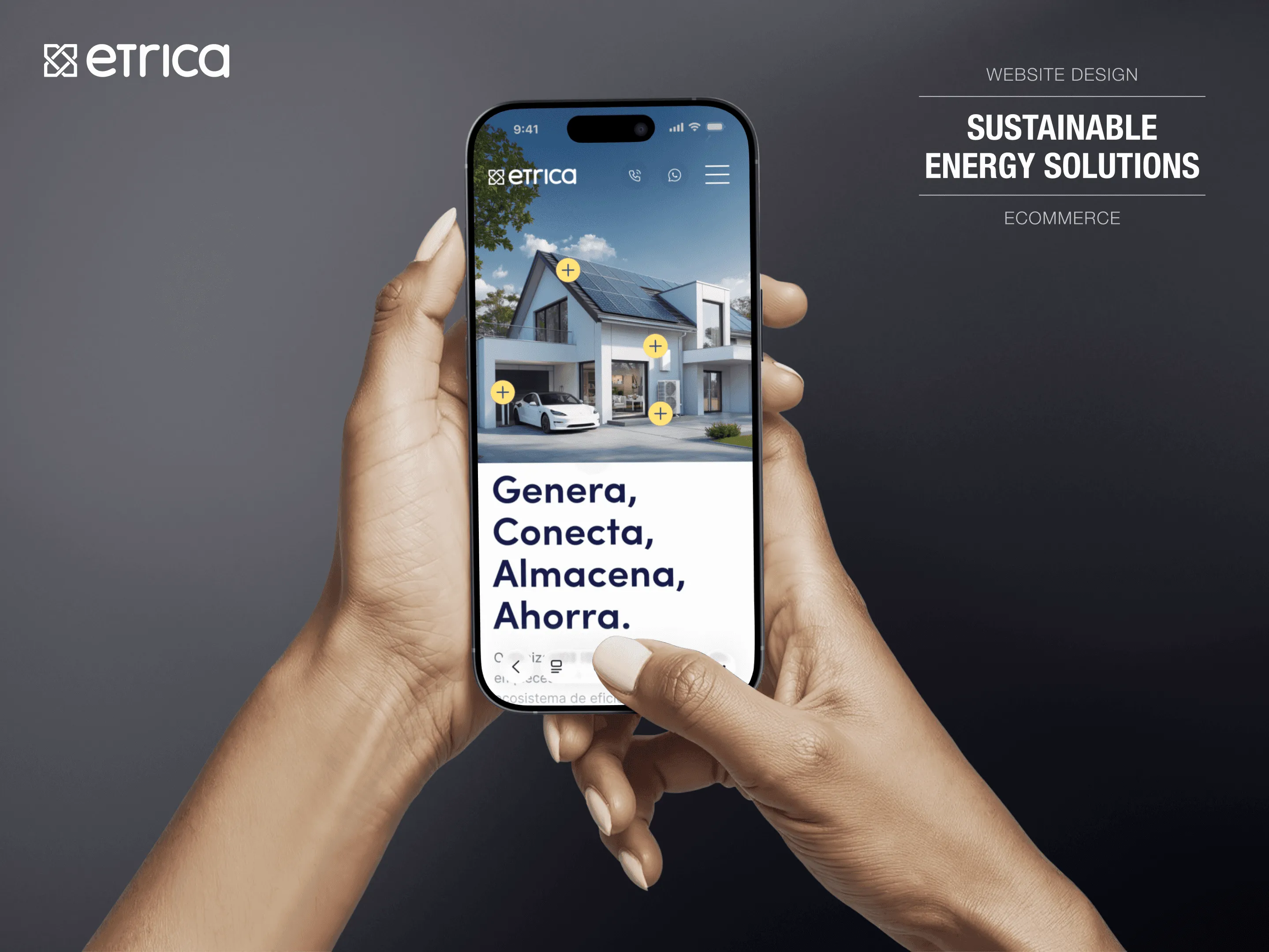 Etrica mobile screens: services, quote request flow and product pages