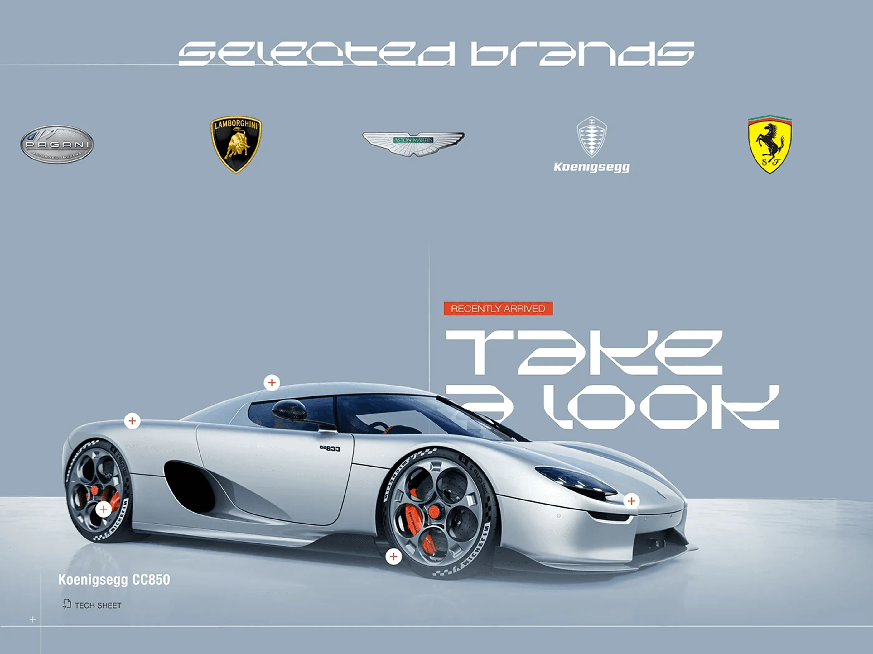 Selected brands logo row and car showcase section