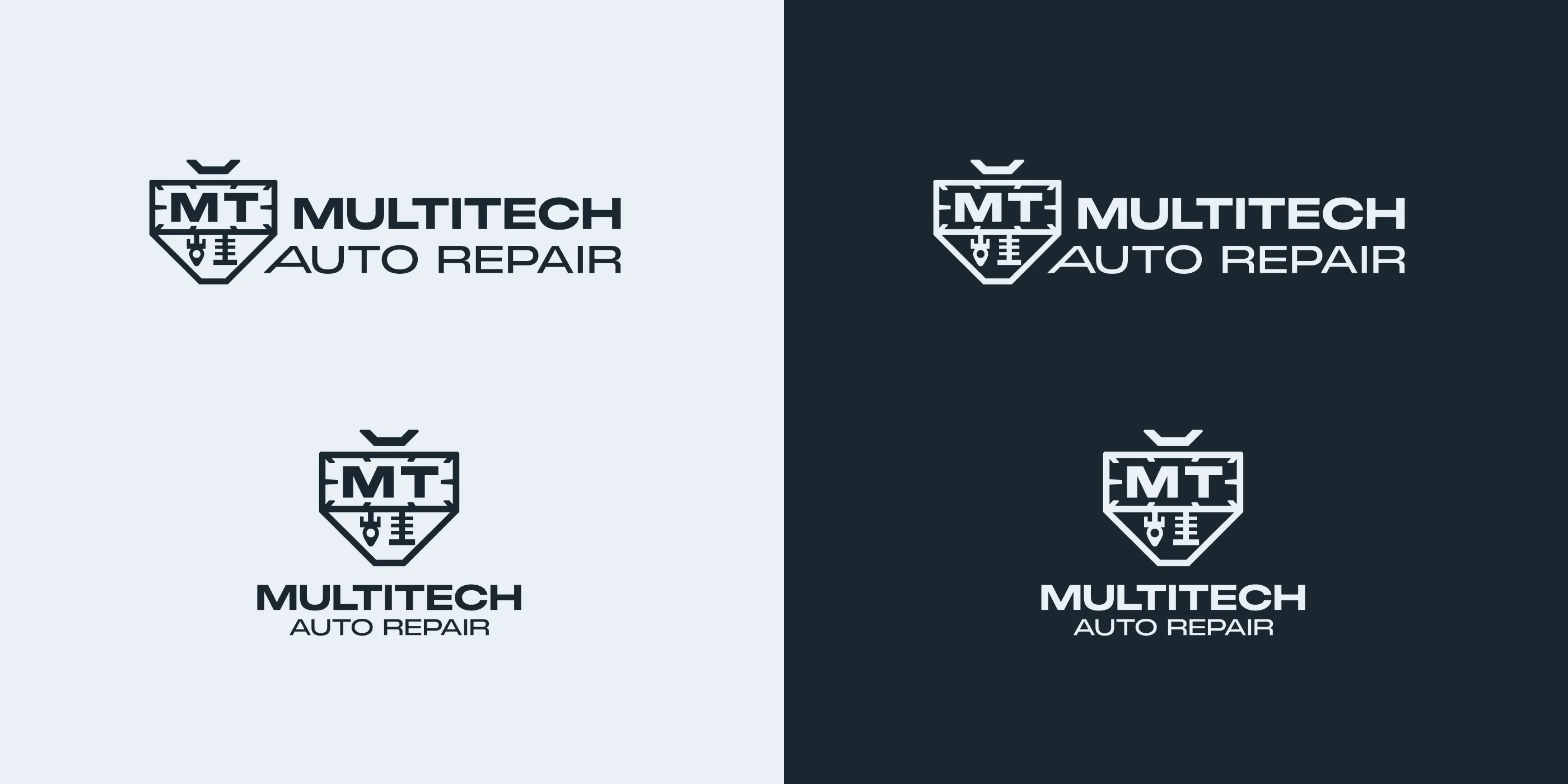 Multitech logo versions on Steel, Carbon and chrome backgrounds