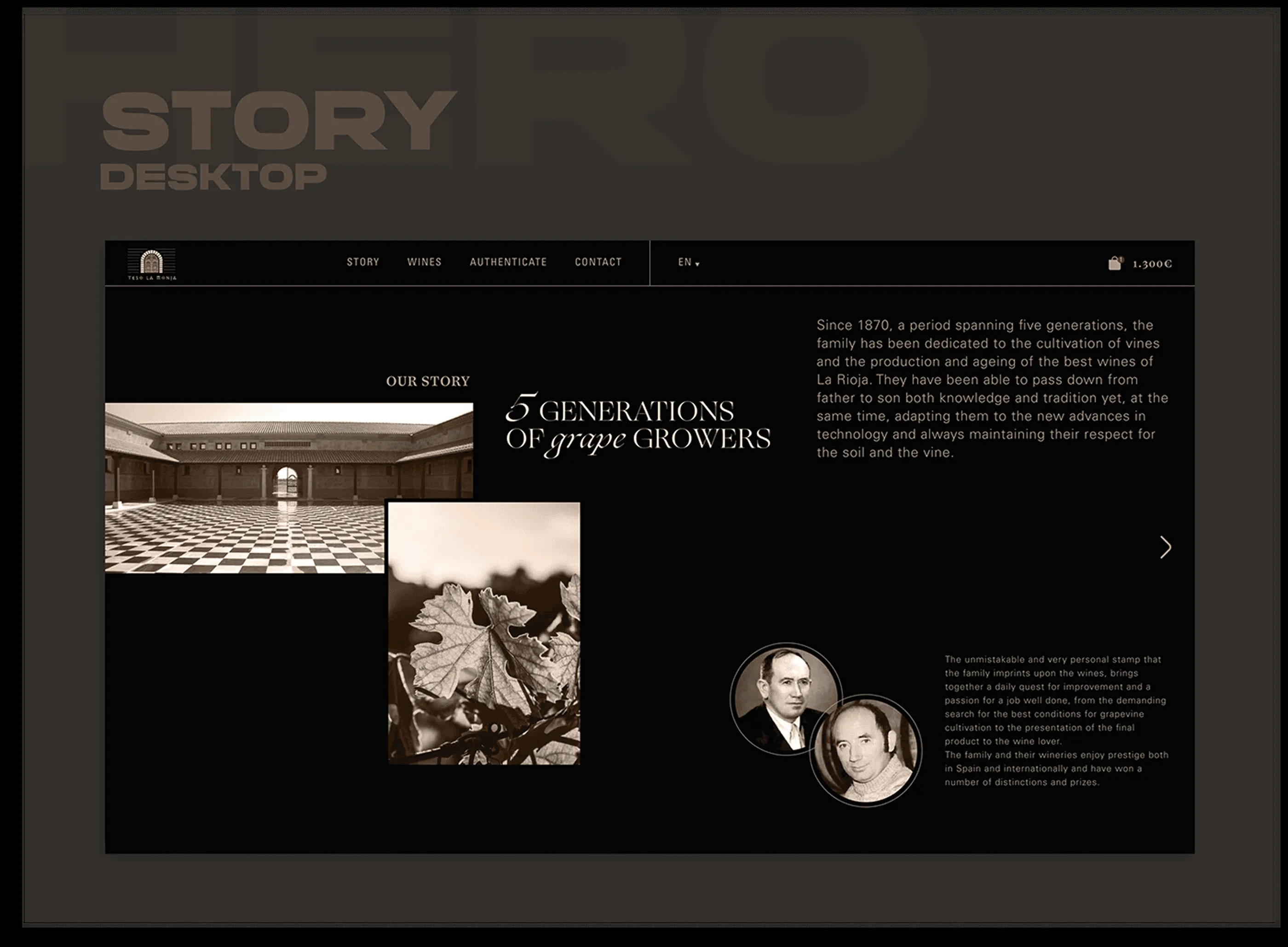 Teso La Monja story section with archival family photography