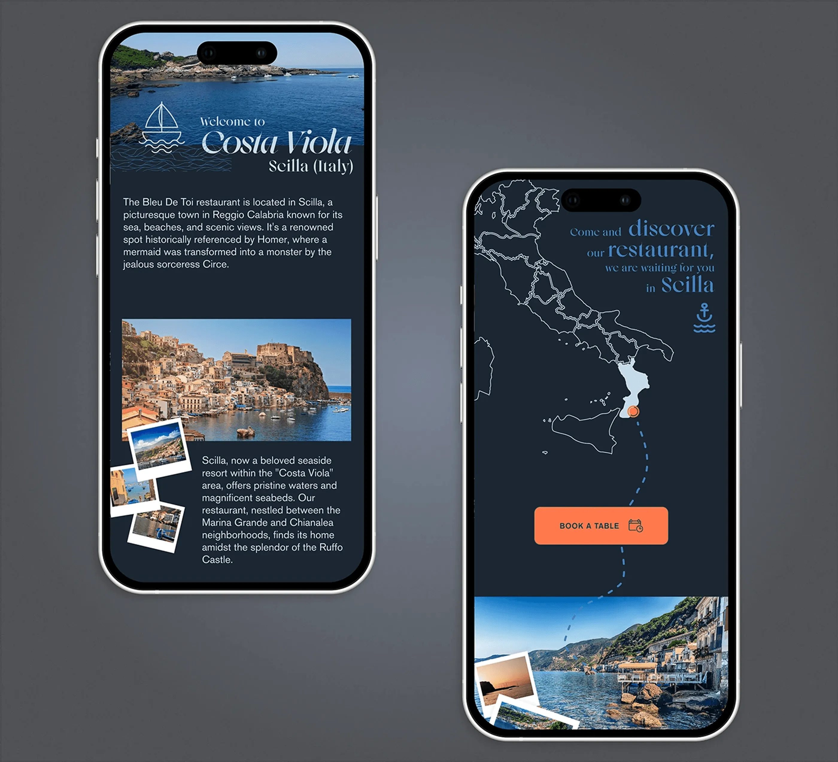 Bleu de Toi story section restacked for mobile with polaroid framing