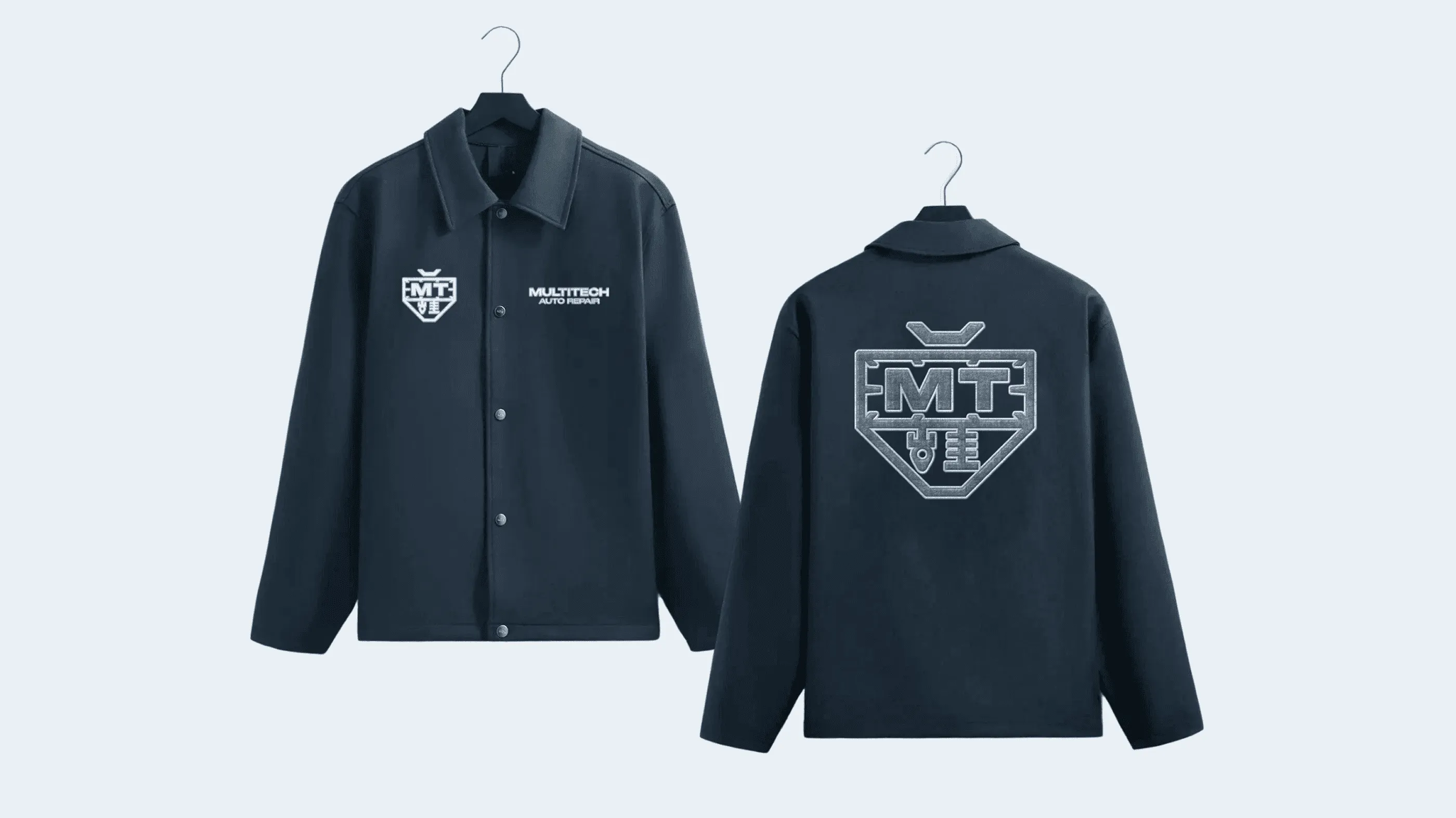 Carbon work jacket with the Multitech emblem embroidered on the back